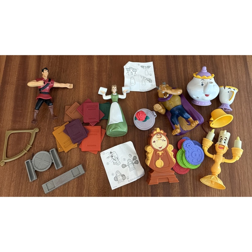 Disney Beauty And The Beast Happy Meal Toys Cogsworth Beast Lumiere Belle Gaston